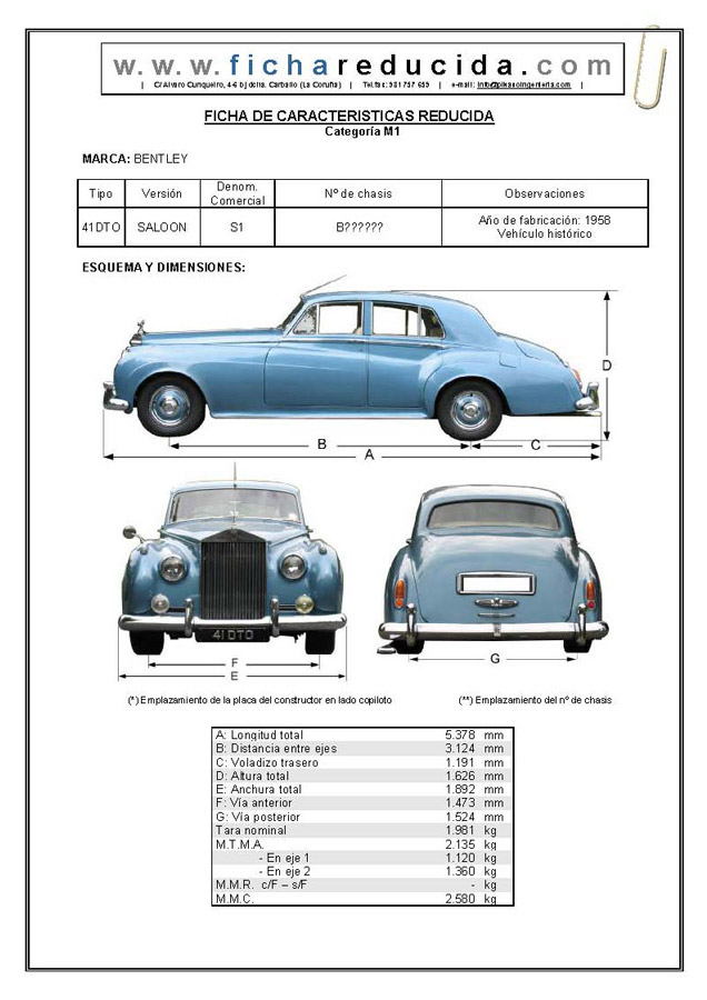 Ficha reducida Bentley